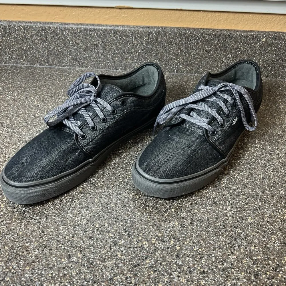 Vans Skateboard Shoe Men Sz 13 Gray Canvas Sneaker Lace Up Low Top Padded Tongue